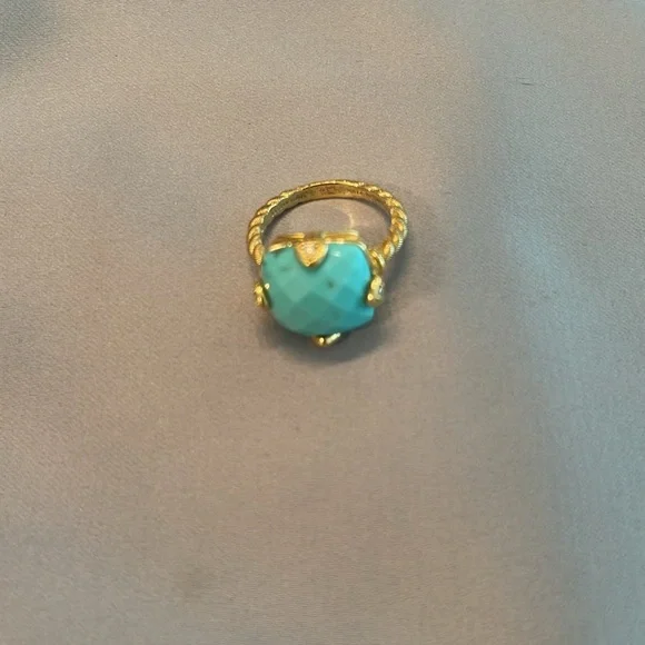 Judith Ripka Turquoise & Bella Luce®
Diamond Simulant 14K Gold Clad Ring. Sz 7-8 - Picture 2 of 3